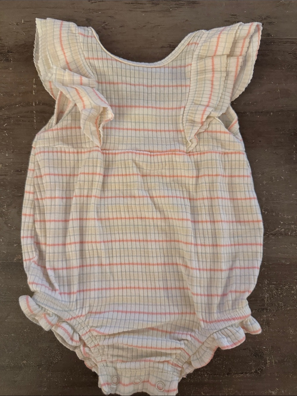 cloud island Cream Sleep Sack Romper with Pink & Peach Stripes